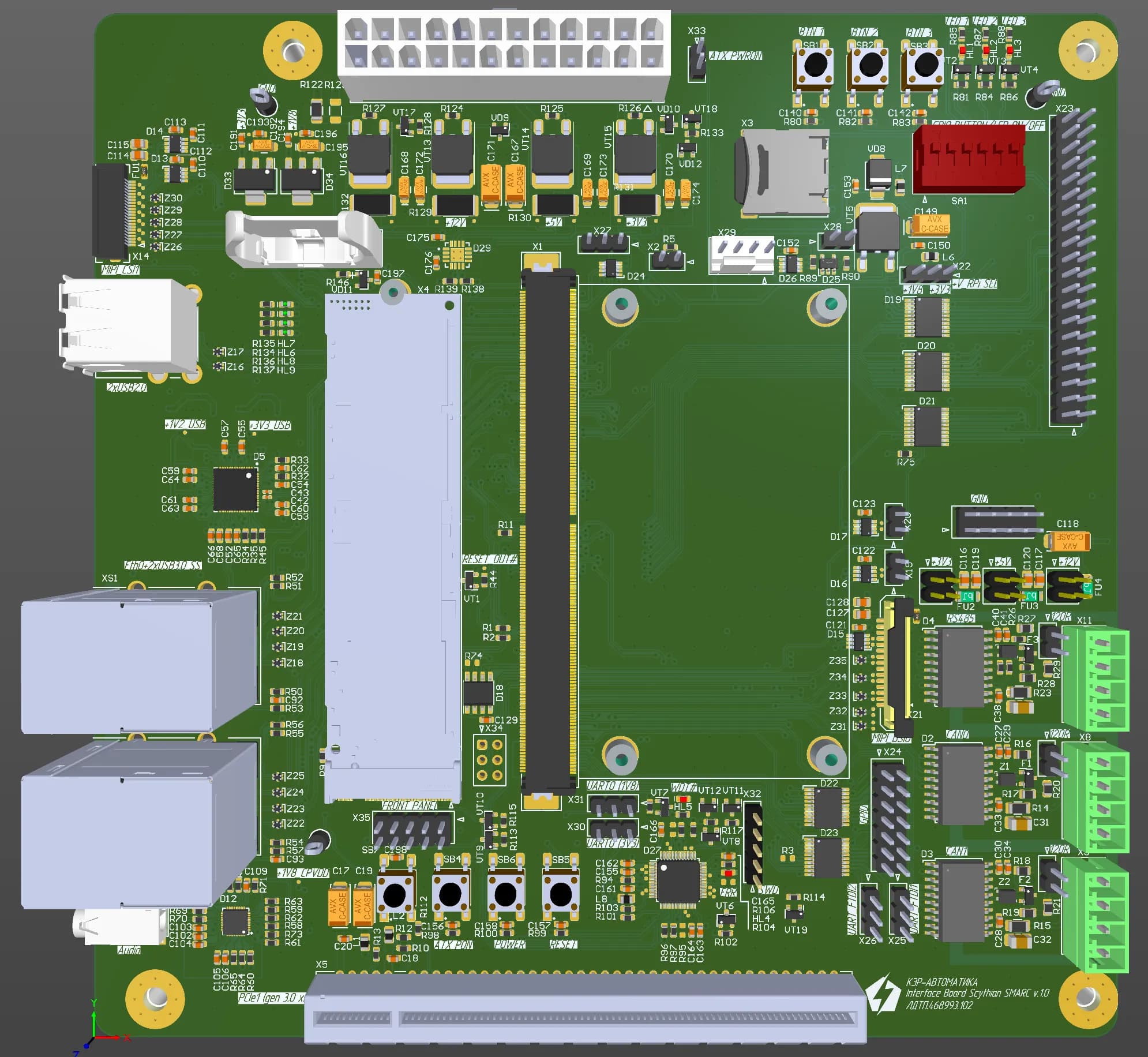 Интерфейсная плата форм-фактор SMARC для SoM модуля ARS-SMARC-SKIF