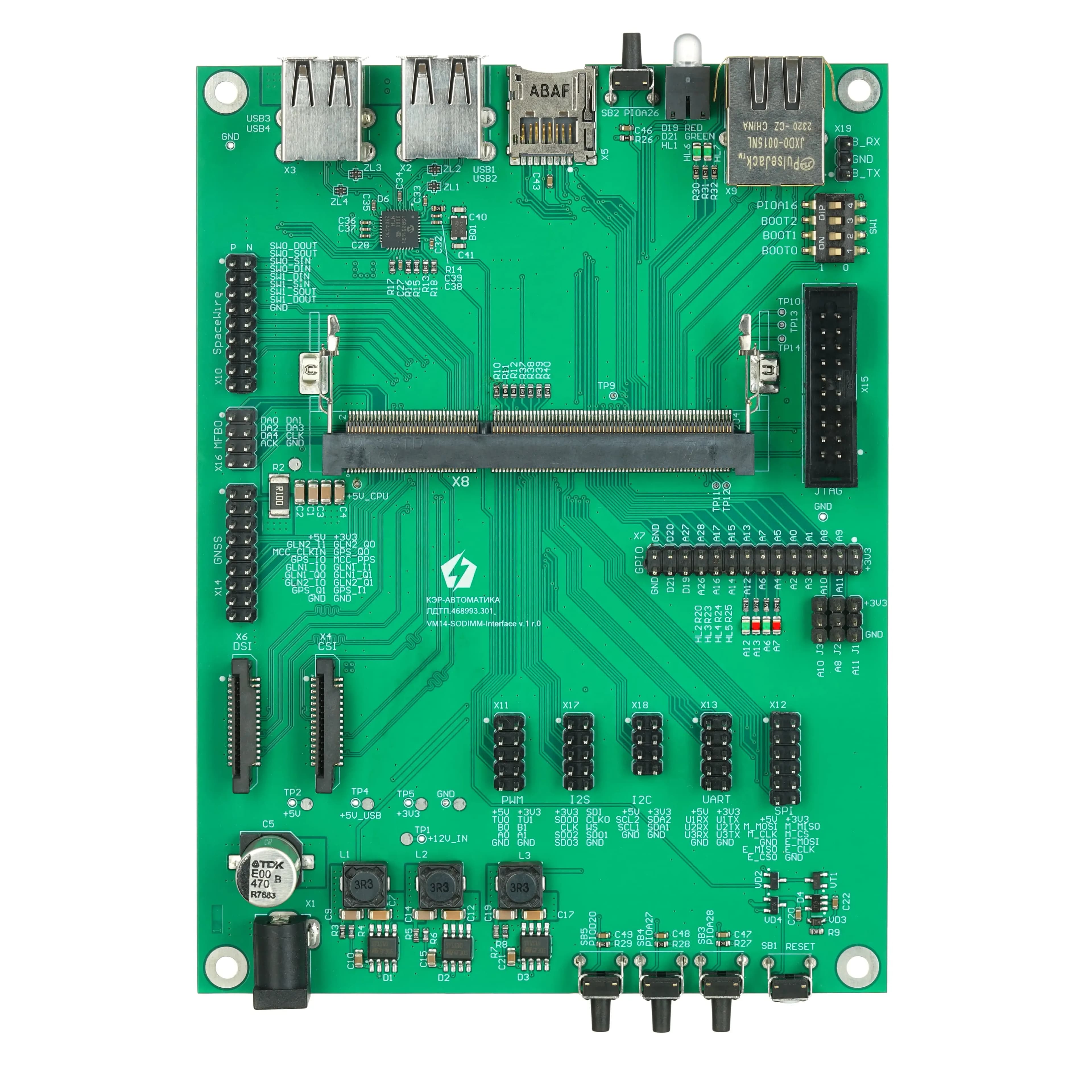 Интерфейсная плата форм-фактор SO-DIMM для SoM модуля ARS-SD-VM14